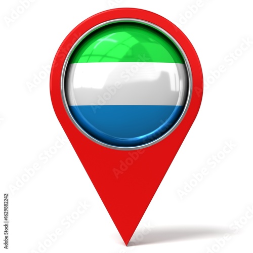 Free Download Sierra Leone - location pin with flag - 3D illustration - GFXLoad