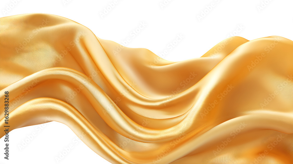 Obraz premium hd realistic yellow or golden satin background wavy isolated on white