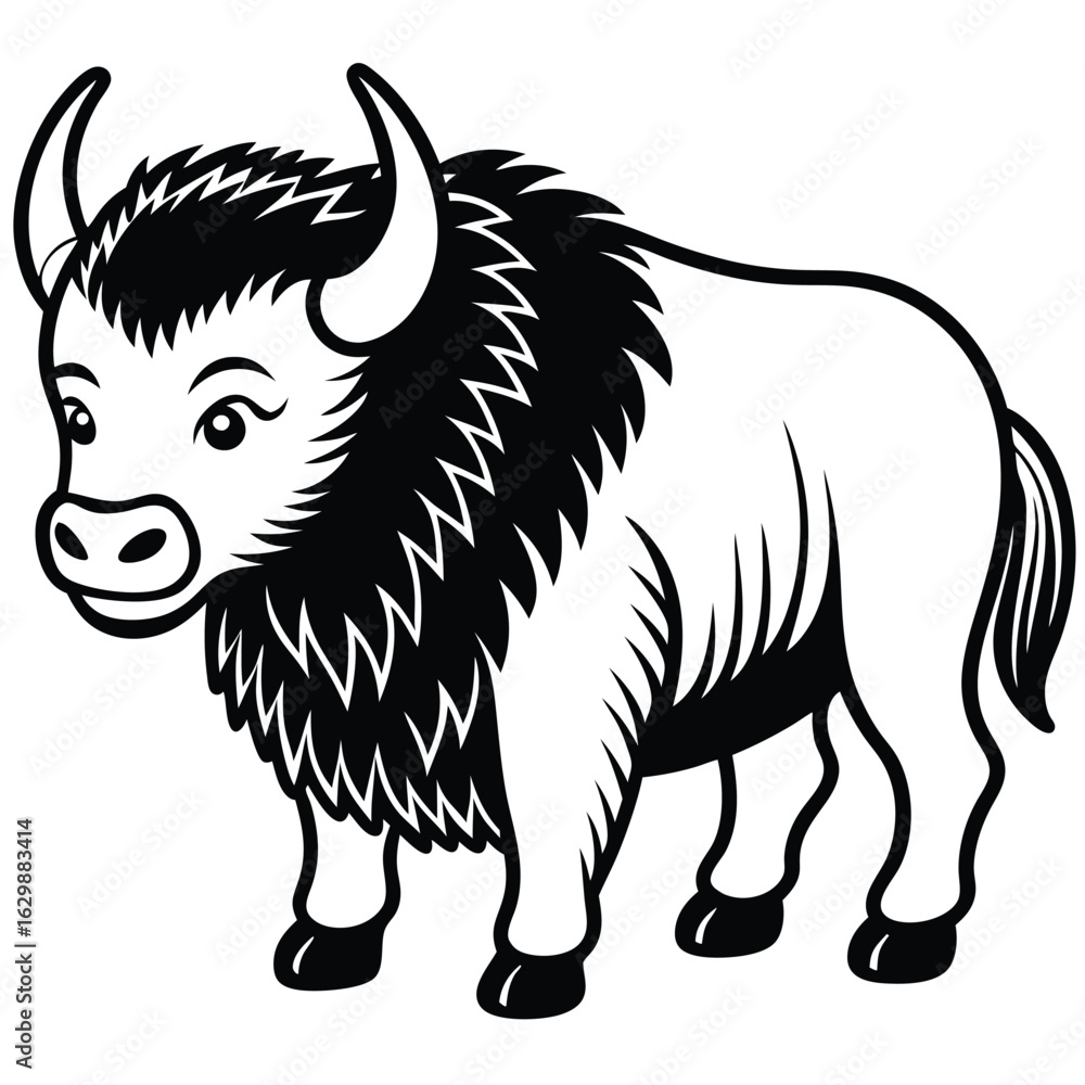 Fototapeta premium Cartoon bison isolated on white background illustration vector