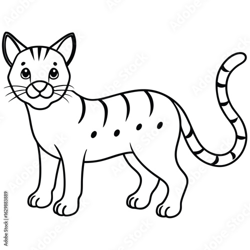 Striped cat isolated on white background, cartoon style illustration