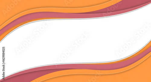 Abstract Orange and Pink Wavy Frame with White Space for Text.