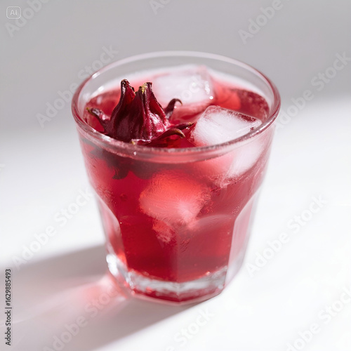 Wallpaper Mural Roselle flower juice in a glass filled with ice cubes. Torontodigital.ca