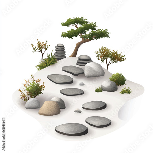 a calm zen garden with rock