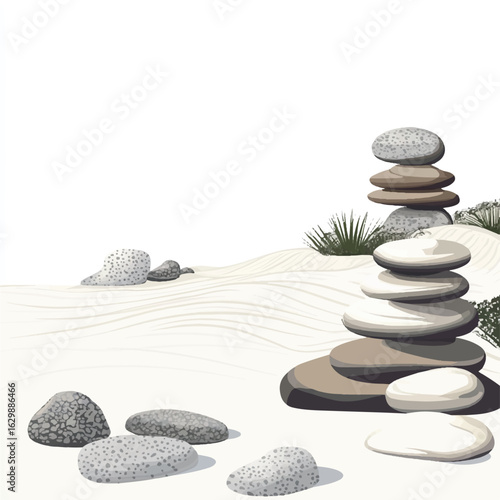 a calm zen garden with rock
