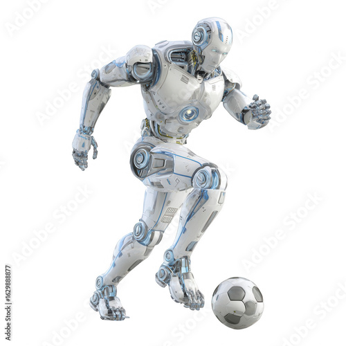 Futuristic robot athlete in motion