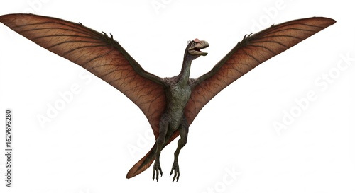 Vliegende reptiel majestueus zweeft zacht in warm licht. AI Generated