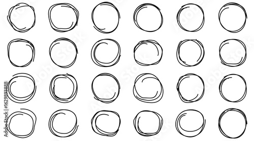 various hand doodle lines in circle shapes, vectors.