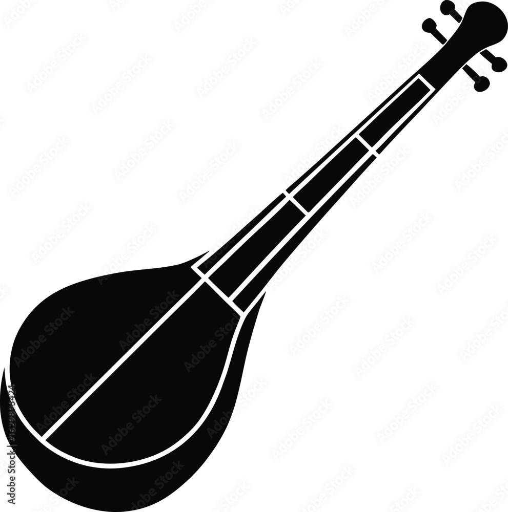 Fototapeta premium Kora instrument silhouette vector art illustration