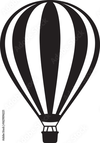 Black and White Hot Air Balloon Vector Illustration for Travel Adventures and Exploration Design Element