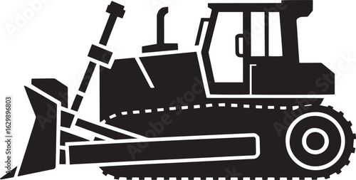 Bulldozer Silhouette Icon Vector Illustration Heavy Equipment Construction Machinery Isolated on Transparent