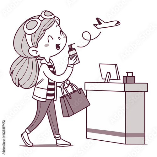 Girl Testing Perfume at Airport Duty-Free Shop.Perfect for: Airport Retail Campaigns, Holiday Gifting Season