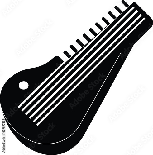 Zither silhouette vector art illustration