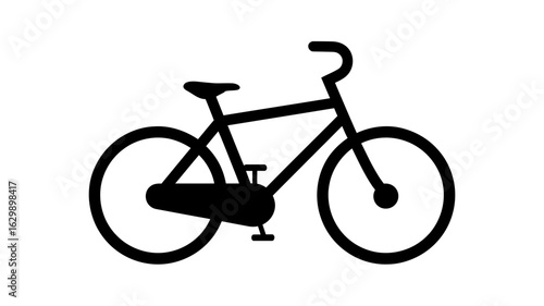 Simple black bicycle silhouette isolated on white background