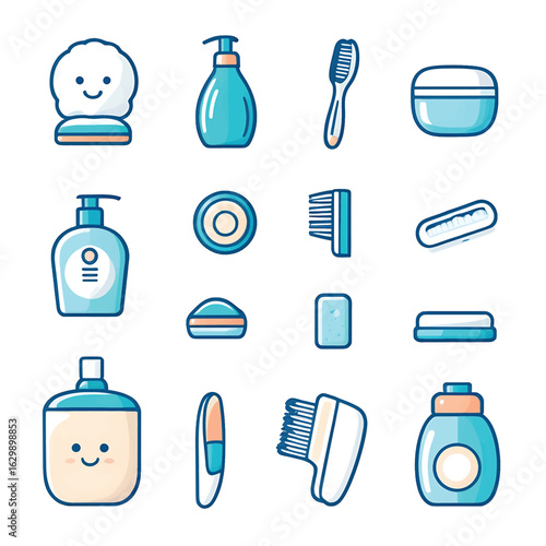 Personal Hygiene and Skincare Products Icons Set