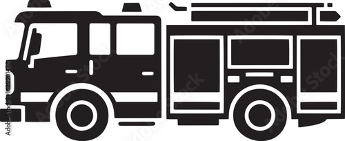 Firetruck Icon Vector Illustration: Emergency Vehicle Design for Firefighting and Rescue Services