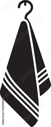 Hanging Towel Silhouette Icon Vector Illustration Bathroom Accessory Hygiene Cleanliness Design