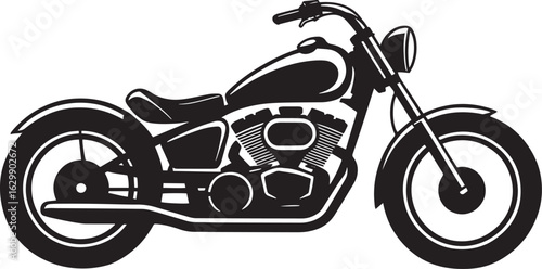 Motorcycle Vector Illustration - Classic Bike, Chopper, Cruiser, Motorbike, Transportation Icon
