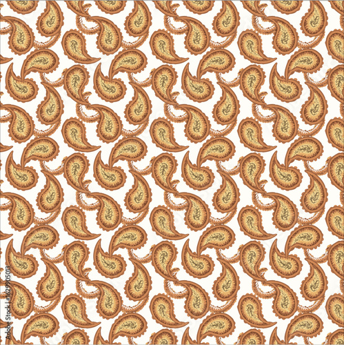a seamless surface pattern featuring stylized floral and paisley-inspired motifs in a spacious