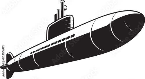 Sleek Submersible Vessel Detailed Vector Illustration Maritime Exploration Underwater Navigation Technology