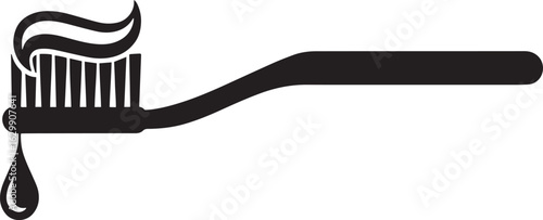 Toothbrush with Toothpaste Squeeze and Water Drop for Dental Hygiene and Oral Care Routine Illustration