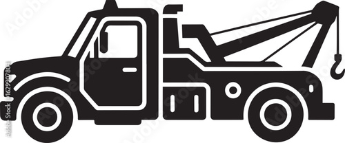 Tow Truck Silhouette Icon Vector Illustration Heavy Equipment Vehicle Recovery Assistance Service Design
