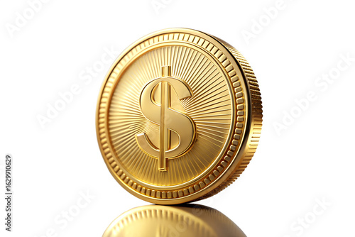 Wallpaper Mural Photo of a gleaming gold coin featuring the dollar sign, isolated on a transparent background, signifying financial growth and investment Torontodigital.ca