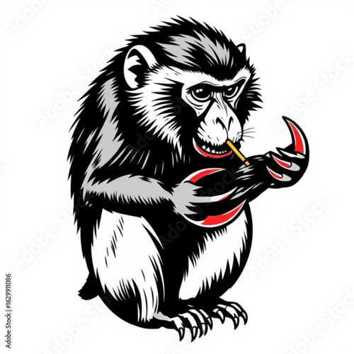Crab-Eating Macaque Animal Portrait