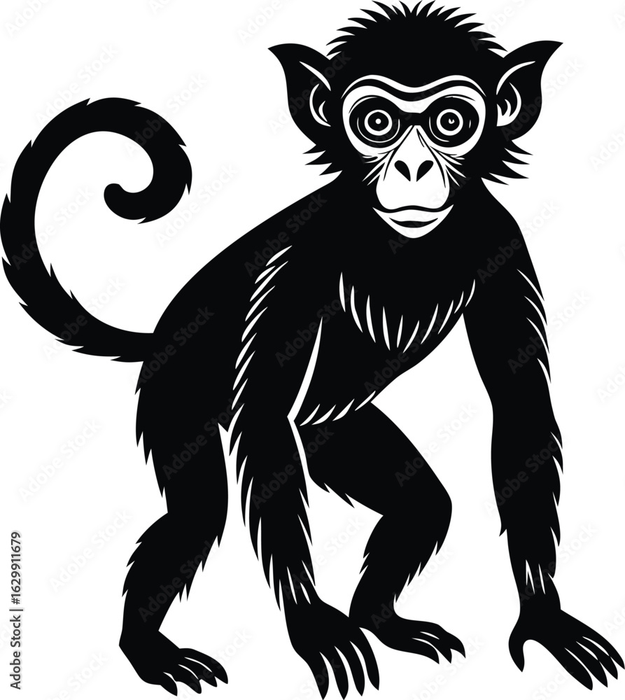 Obraz premium Black Silhouette Monkey Illustration