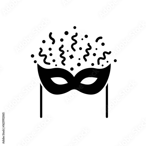 Elegant mask with confetti for festive celebrations silhouette