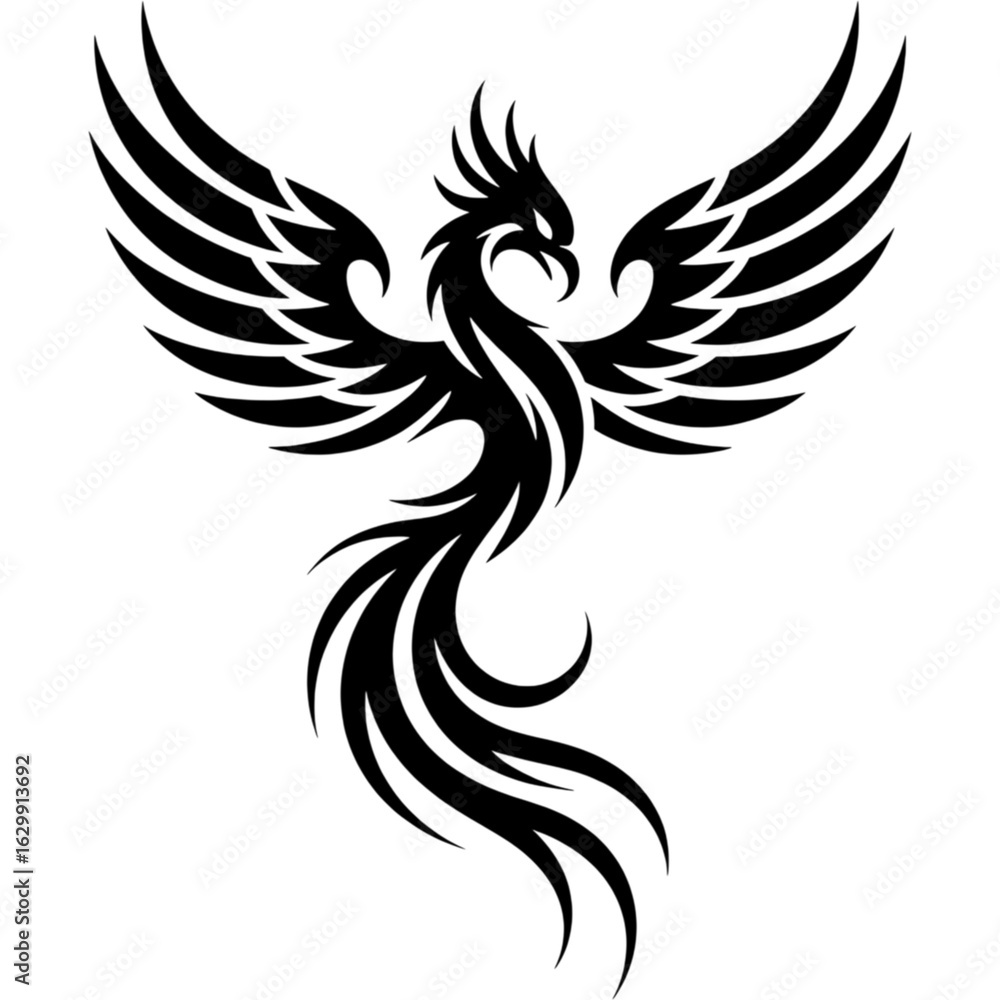 Obraz premium Phoenix Bird Silhouette with Flowing Feathers