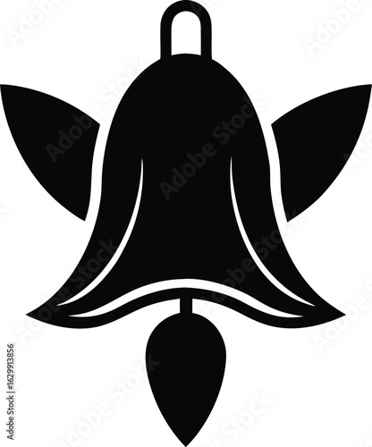 Elegant bellflower icon with a simple bell shaped bloom in a clean silhouette style