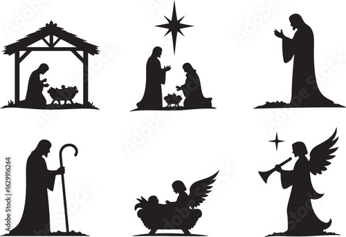Nativity scenes silhouette art for festive holiday decor and projects