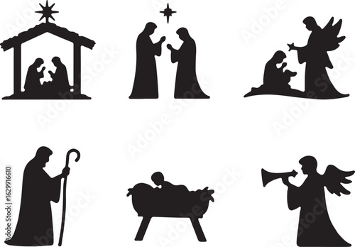 Wallpaper Mural Christmas Nativity Silhouette Collection for Festive Designs Torontodigital.ca