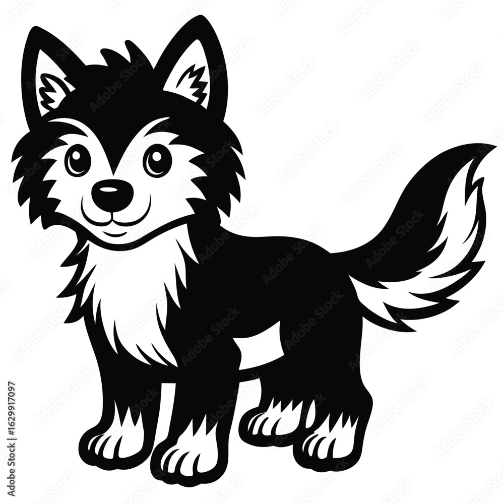 Obraz premium Cartoon husky dog isolated on white background