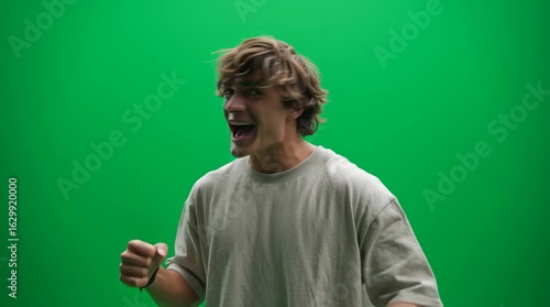 person tolking with expressive hands green screen 