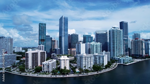 Miami Skyline In Miami Florida United States. Modern Glass Skyscraper Soars Above A Bustling City. Industry Skyline Commercial Building Awesome. Commercial Building Architecture Business.