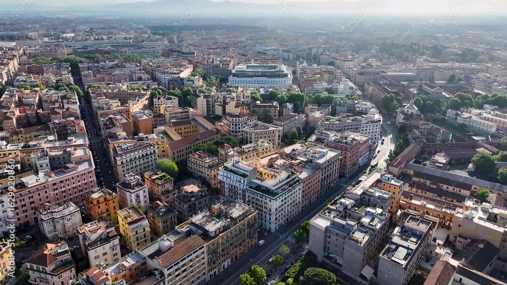 Obraz premium Rome Skyline In Rome Lazio Italy. Bustling Downtown Cityscape With Modern Buildings. Industry Skyline Commercial Building Awesome. Commercial Building Architecture Business. Rome Lazio.