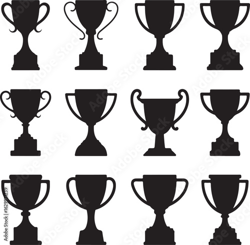 Trophy Cup Silhouette Set – Award Icons