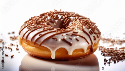 Wallpaper Mural a deliciously glazed donut with a tempting white icing and chocolate drizzle topped with sprinkles perfect for food blogs dessert menus or sweet treat advertisements Torontodigital.ca