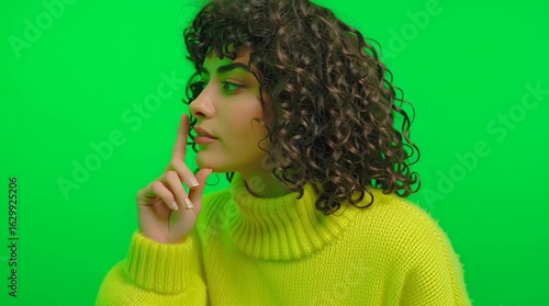 girl with curly hair whispiring secret 