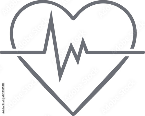 Heartbeat line in a grey heart shape, concept of health. Vector illustration