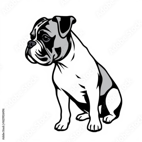 Black Boxer Dog Animal Icon