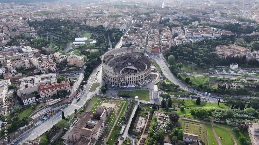 Obraz premium Archaeological Park In Rome Lazio Italy. Aerial View Of Landmark Medieval Building In Downtown Scene. Metropole Landscape Company Building Vibrant. Metropole Corporate Town. Rome Lazio.
