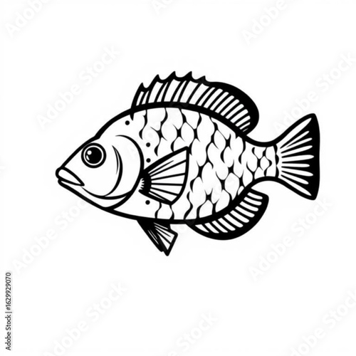 Bluegill Fish Black Animal Icon