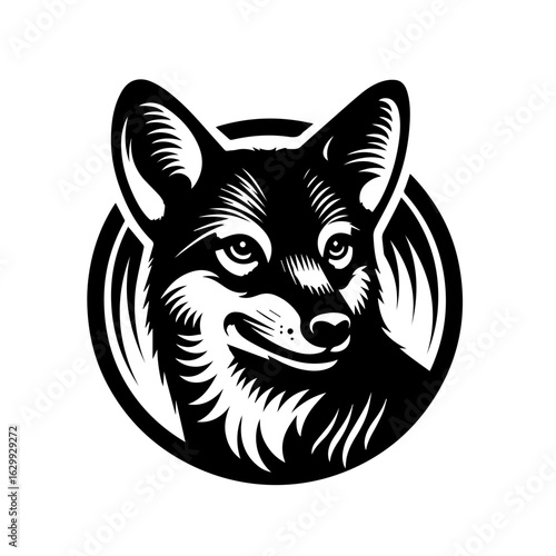 Fox head isolated on white background, vintage style illustration design