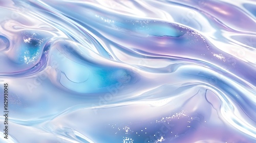 Abstract digital render of swirling iridescent blue and purple marble texture.