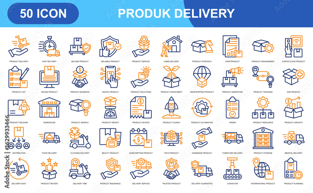 Fototapeta Produk Delivery. fiill icons collection set. Simple vector illustration	