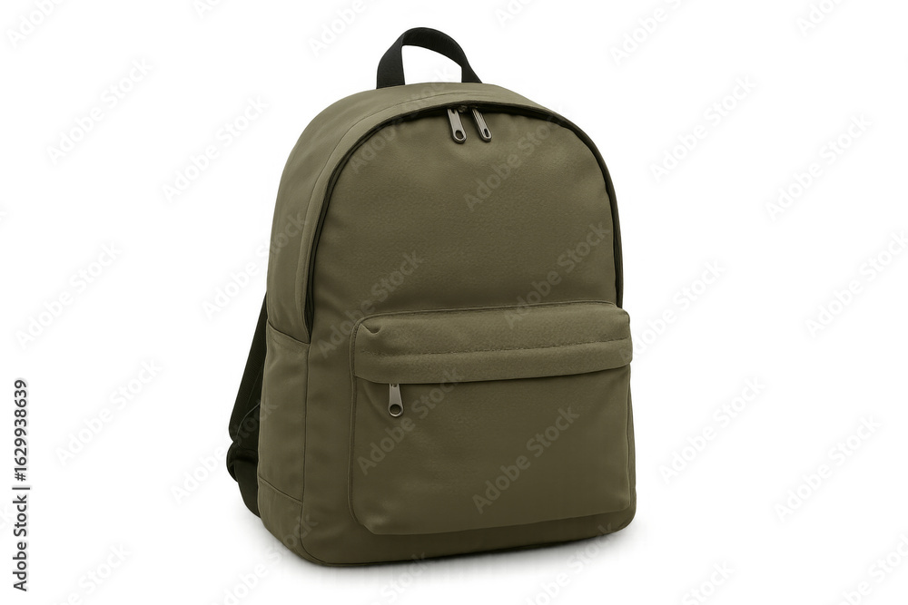 Naklejka premium Khaki backpack standing on transparent background