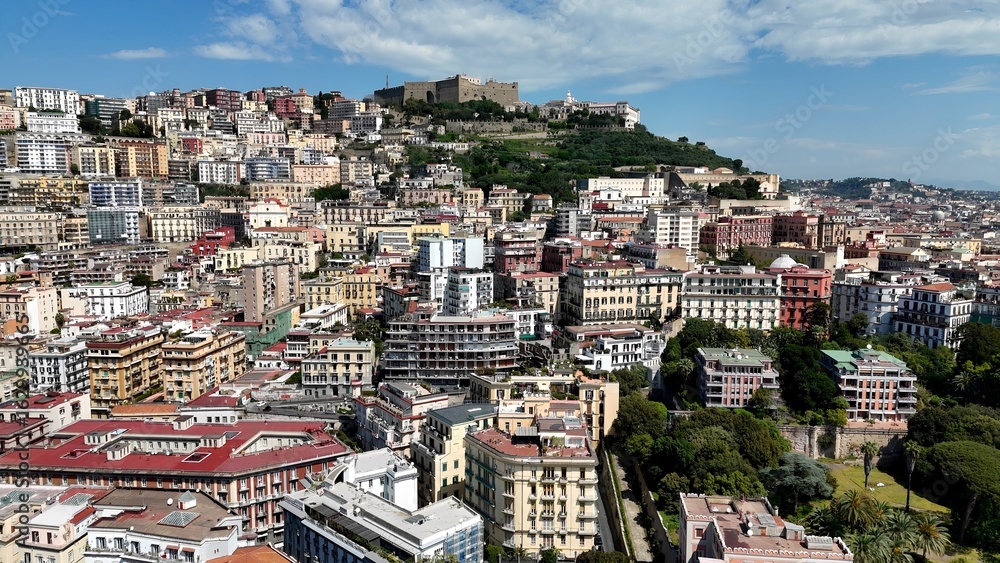 Fototapeta premium Naples Skyline In Naples Campania Italy. Aerial View Of A Bustling City With High-Rise Buildings And Traffic. Industrial Skyline Skyscrapers Amazing. Industrial Cityscape. Naples Campania.