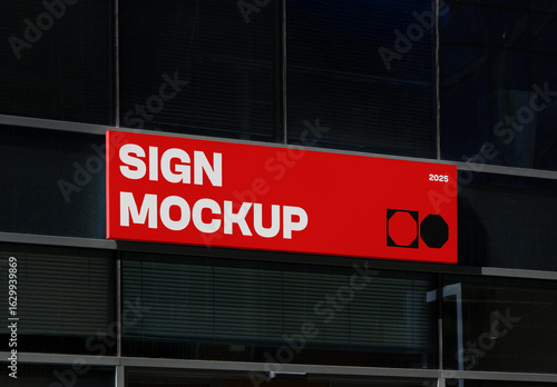 Horizontal Sign on a Building Mockup
